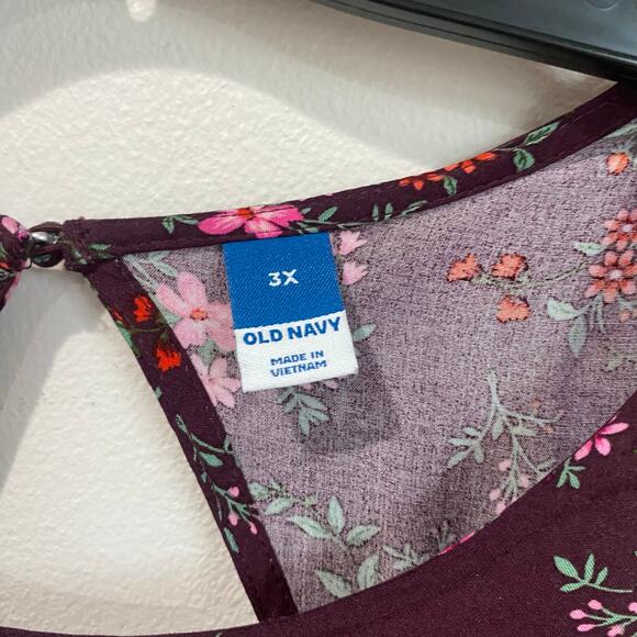 Old Navy Purple Floral Puff Sleeve Floral Maxi Shift Dress Plus Size 3X - Picture 6 of 9